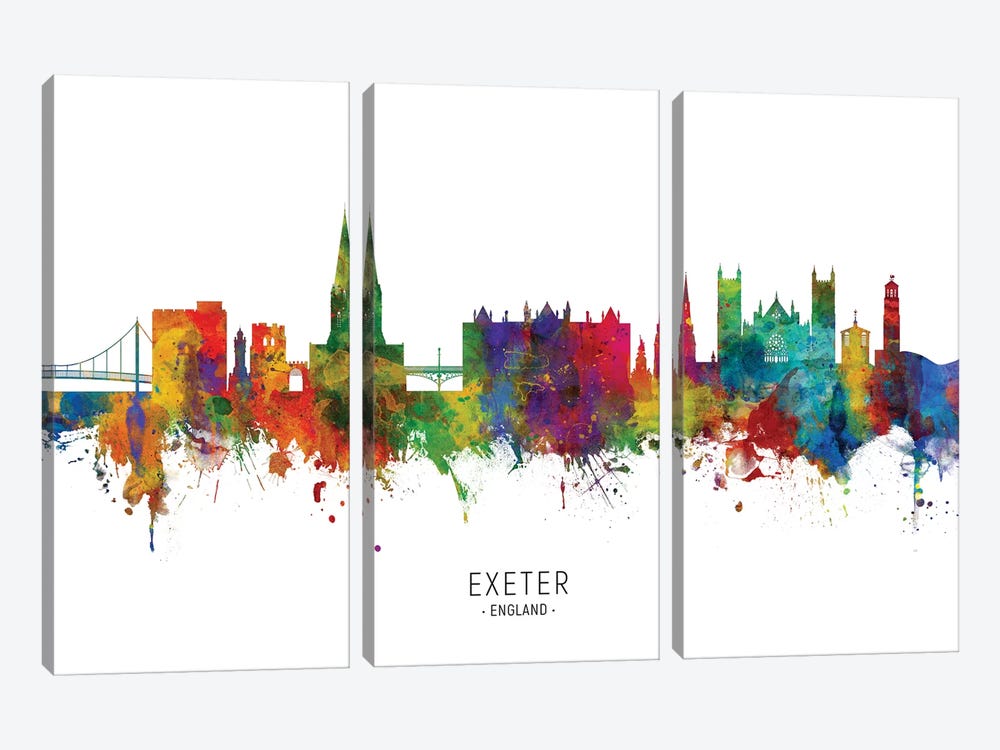 Exeter England Skyline by Michael Tompsett 3-piece Canvas Print