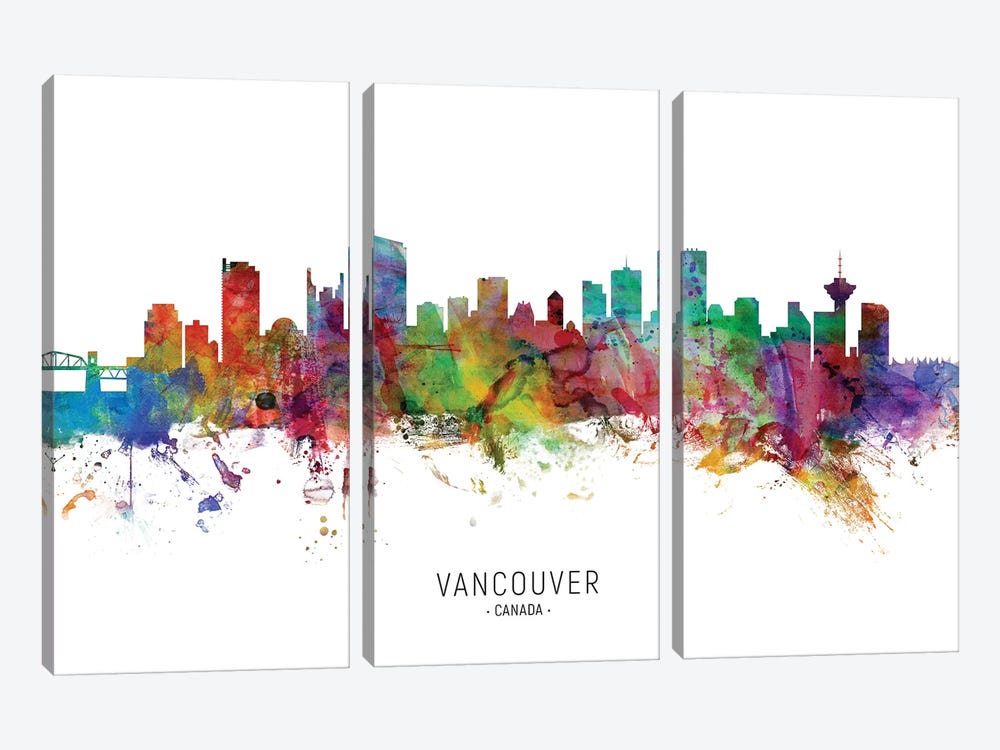 Vancouver Canada Skyline by Michael Tompsett 3-piece Canvas Artwork