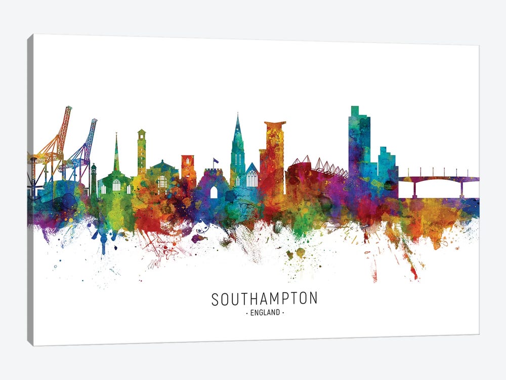 Southampton England Skyline by Michael Tompsett 1-piece Canvas Art Print