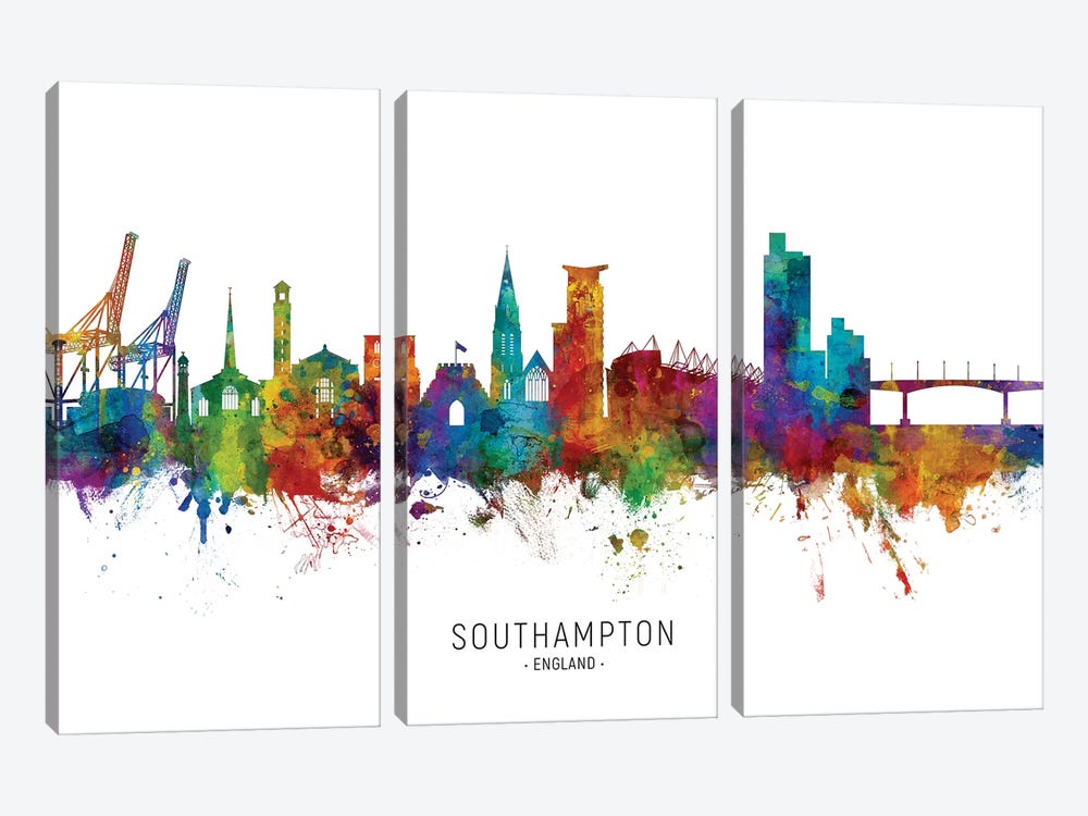 Southampton England Skyline by Michael Tompsett 3-piece Art Print