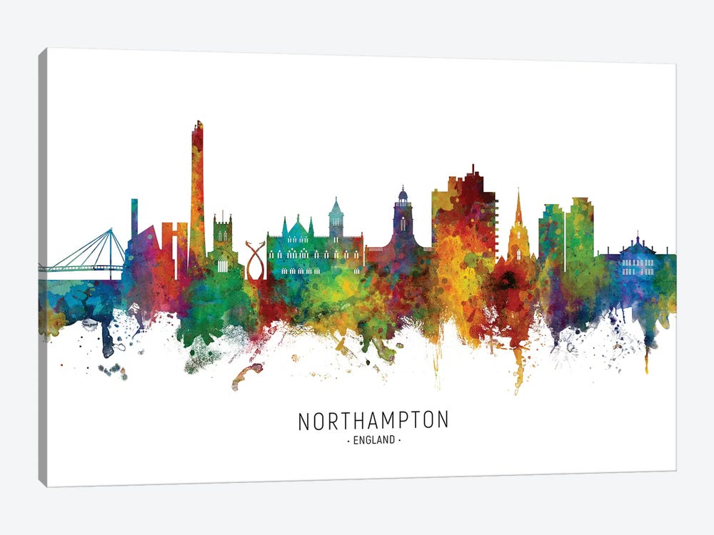 Northampton England Skyline by Michael Tompsett 1-piece Canvas Art