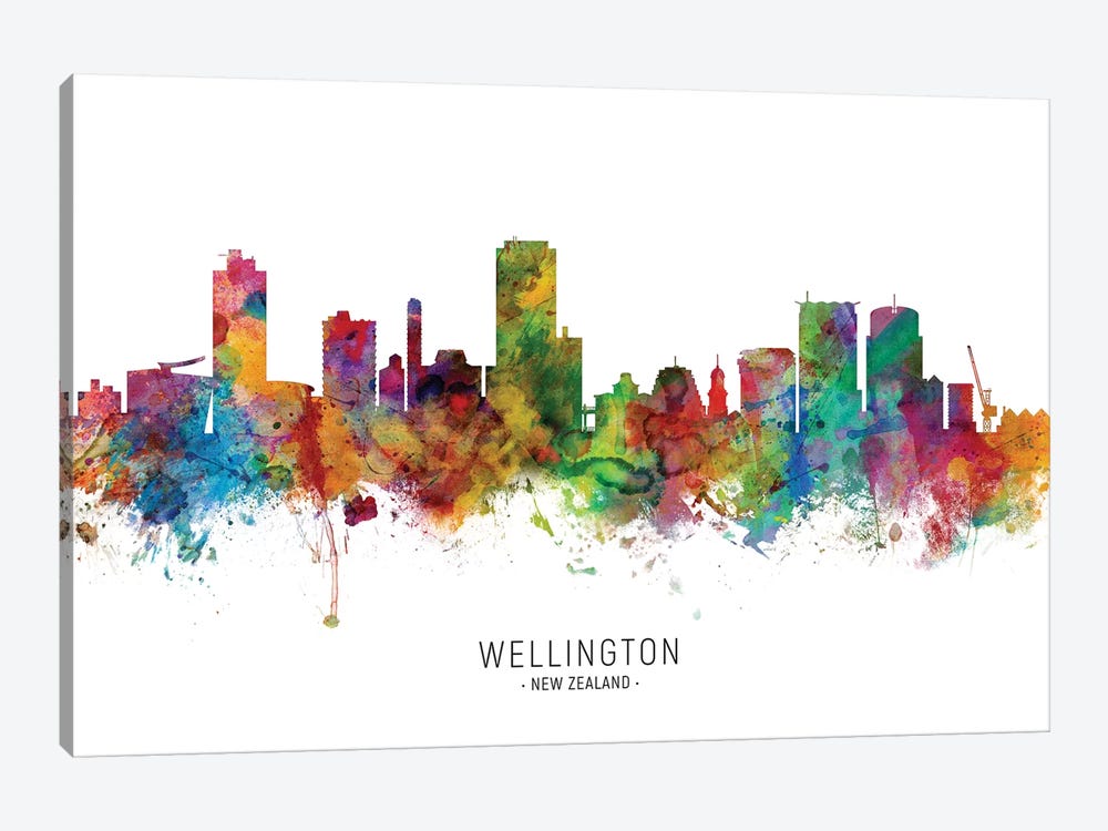 Wellington New Zealand Skyline by Michael Tompsett 1-piece Canvas Print