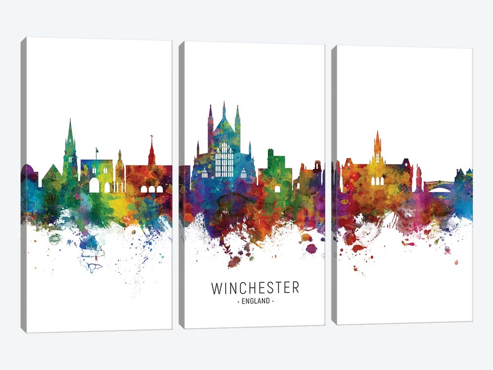 Winchester England Skyline by Michael Tompsett 3-piece Canvas Print