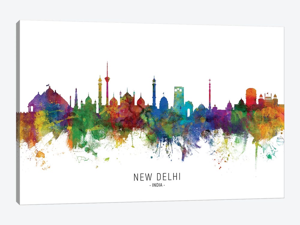 New Delhi India Skyline by Michael Tompsett 1-piece Canvas Wall Art