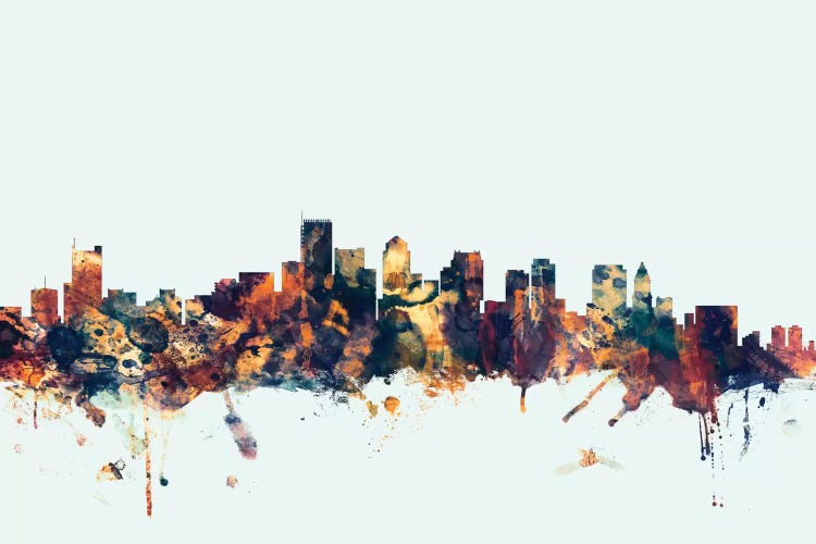 Blue Background Skyline Of Boston, Massachusetts, USA I by Michael Tompsett wall art