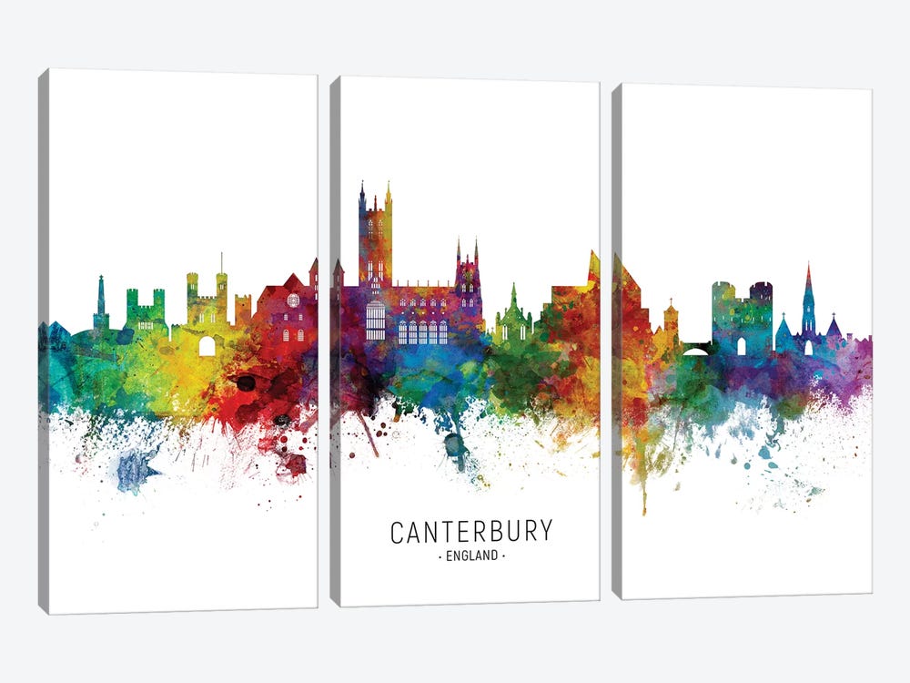 Canterbury England Skyline by Michael Tompsett 3-piece Canvas Art