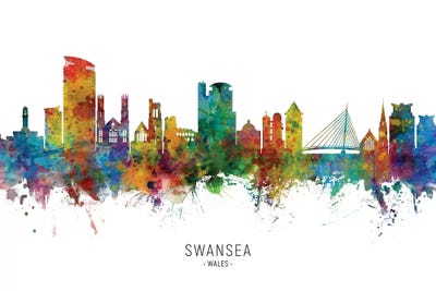 Swansea Wales Skyline by Michael Tompsett art print