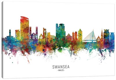 Swansea Wales Skyline Canvas Art Print - Wales