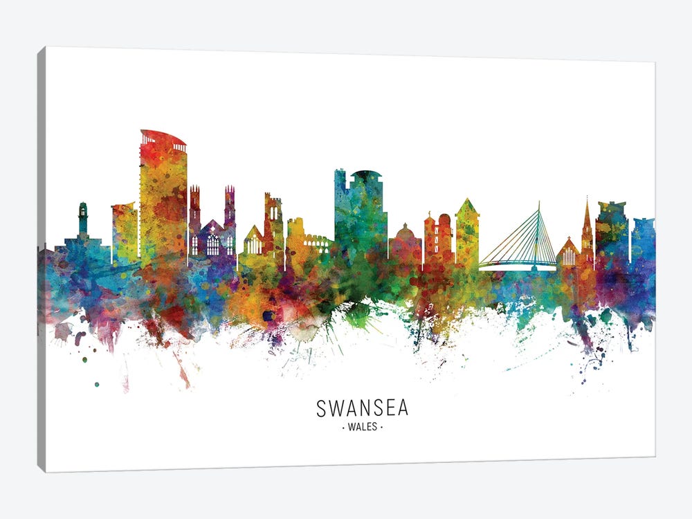 Swansea Wales Skyline by Michael Tompsett 1-piece Canvas Art