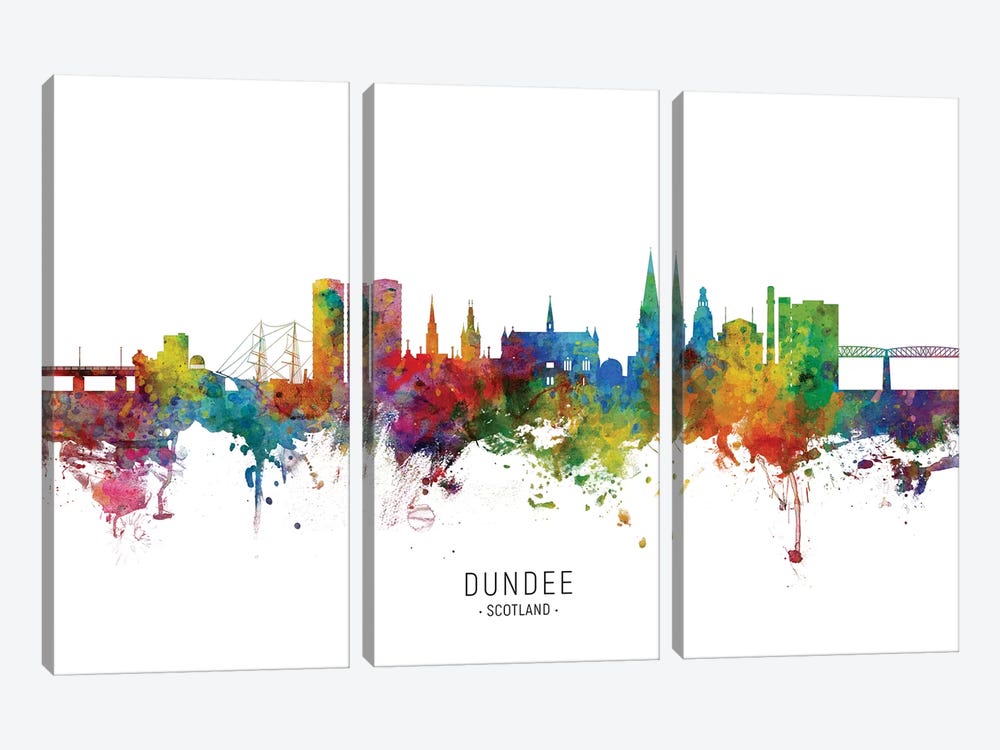 Dundee Scotland Skyline by Michael Tompsett 3-piece Canvas Artwork
