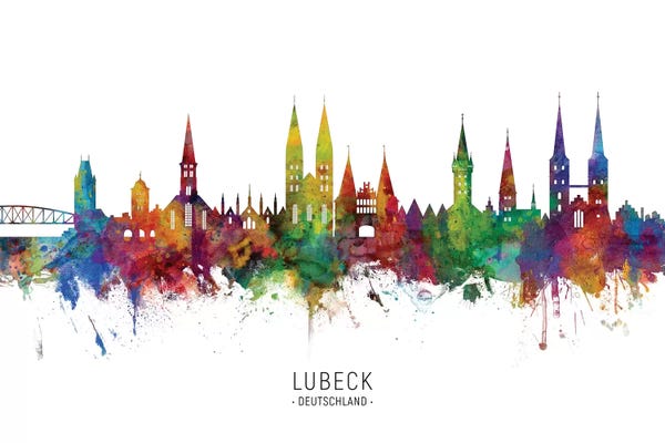 Schleswig-Holstein: Lubeck Deutschland Skyline by Michael Tompsett