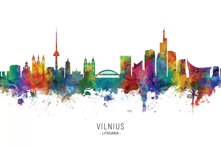 Vilnius Lithuania Skyline by Michael Tompsett wall art