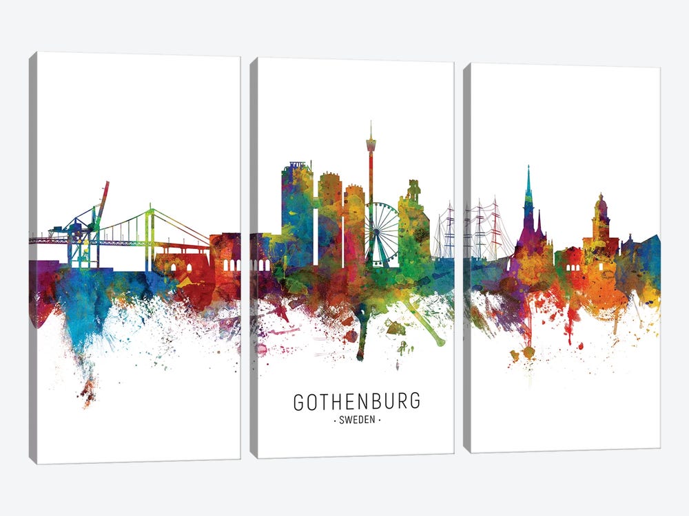 Gothenburg Sweden Skyline by Michael Tompsett 3-piece Art Print