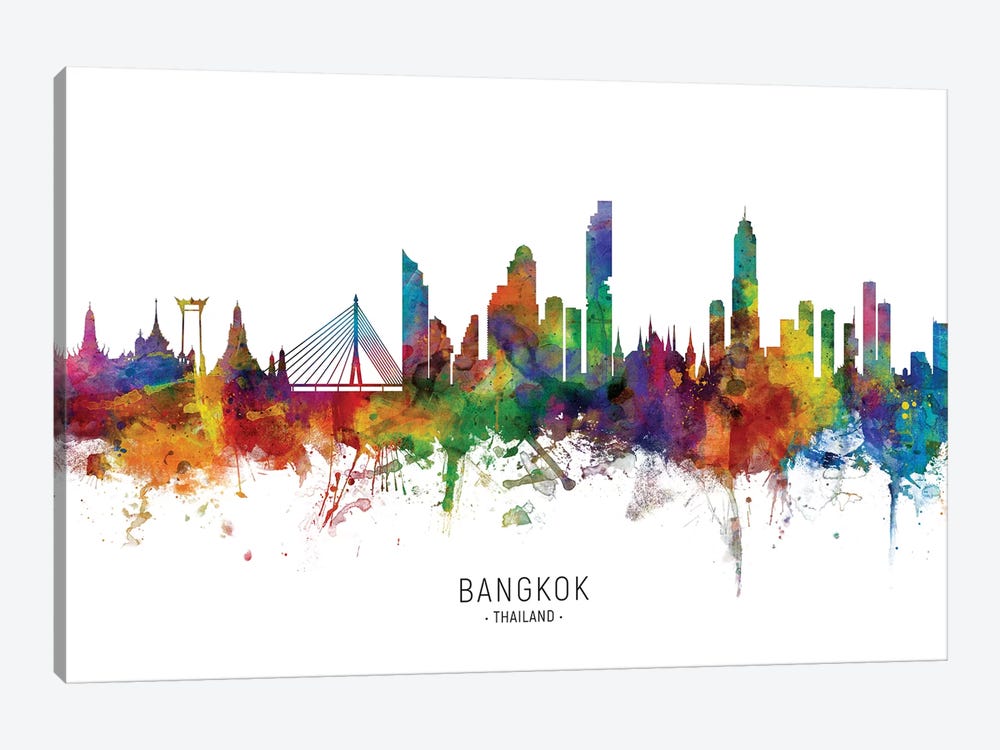 Bangkok Thailand Skyline by Michael Tompsett 1-piece Canvas Artwork