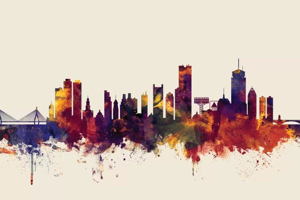 Massachusetts: Beige Background Skyline Of Boston, Massachusetts, USA II by Michael Tompsett