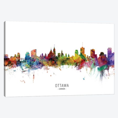 Ottawa Canada Skyline Canvas Print #MTO2130} by Michael Tompsett Canvas Wall Art