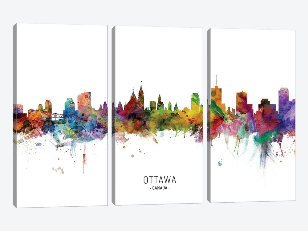 Ottawa Canada Skyline by Michael Tompsett 3-piece Canvas Print