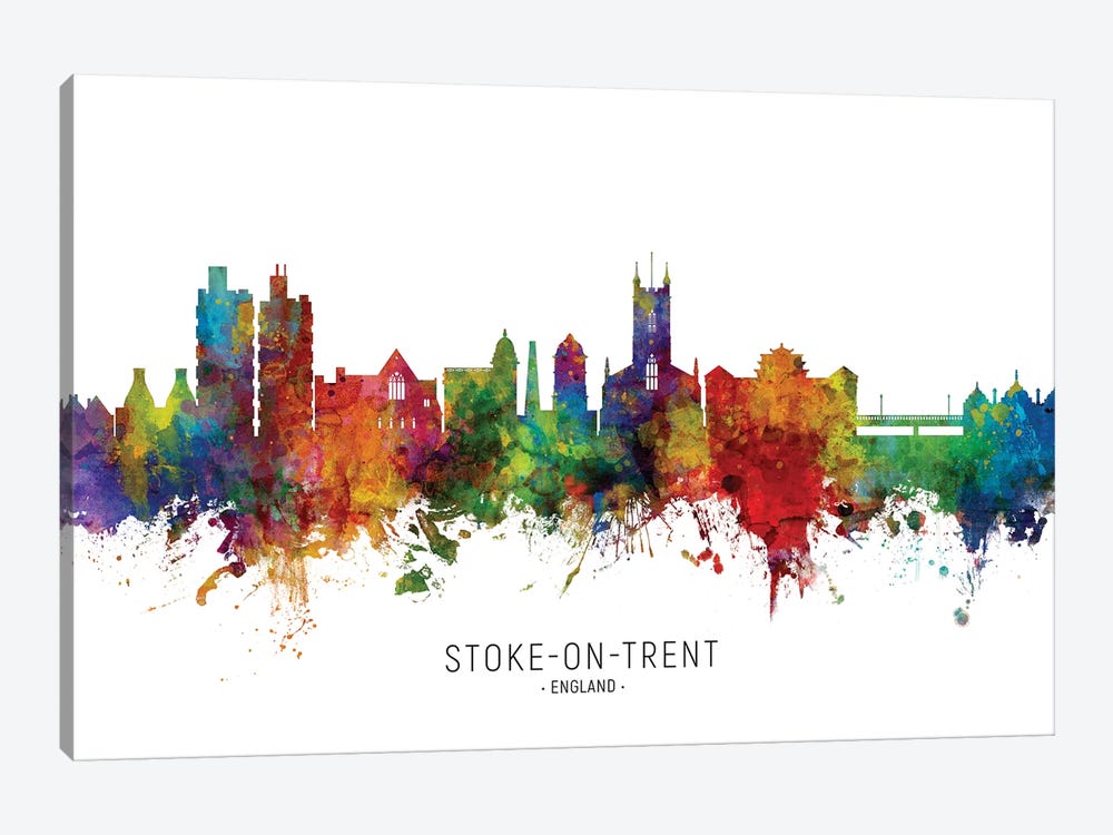 Stoke On Trent England Skyline by Michael Tompsett 1-piece Canvas Wall Art