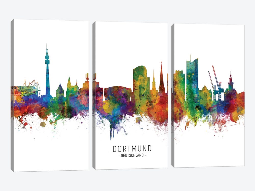 Dortmund Deutschland Skyline by Michael Tompsett 3-piece Canvas Artwork