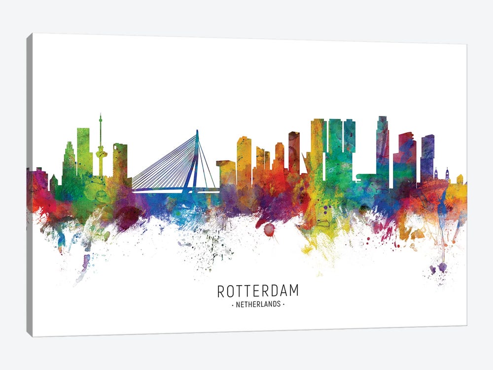 Rotterdam Netherlands Skyline by Michael Tompsett 1-piece Canvas Art Print