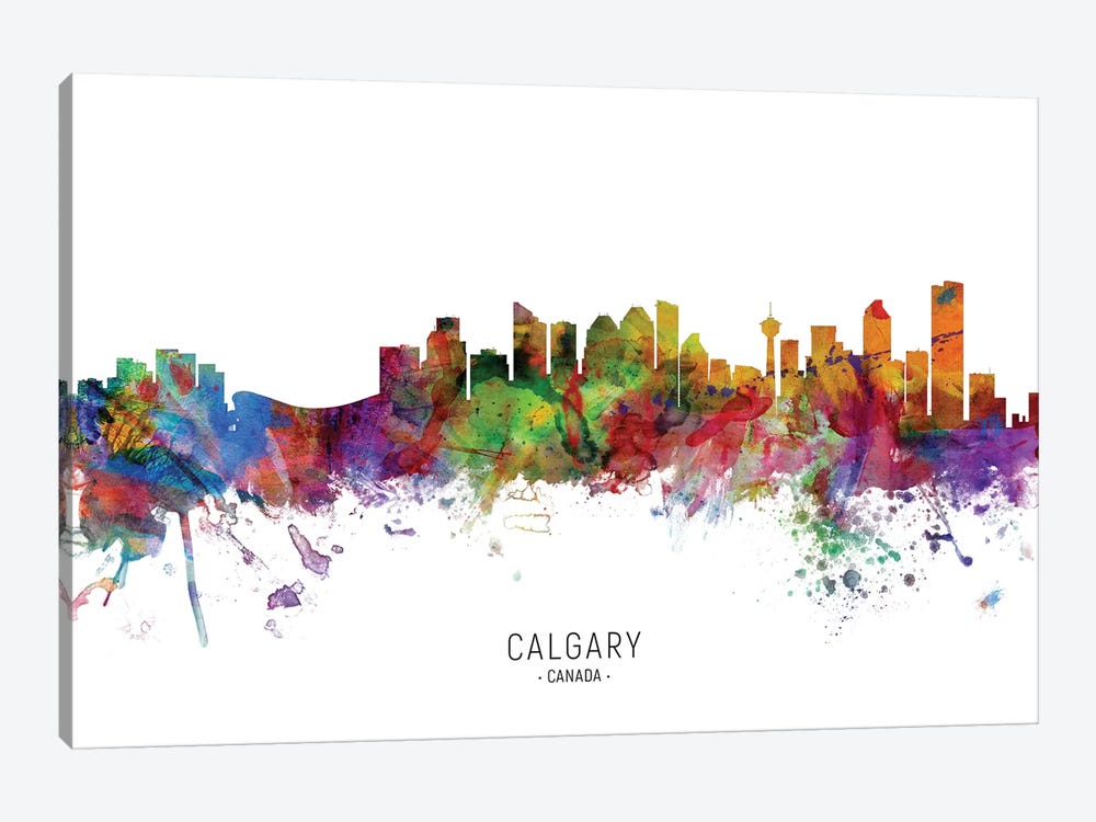 Calgary Canada Skyline by Michael Tompsett 1-piece Canvas Artwork