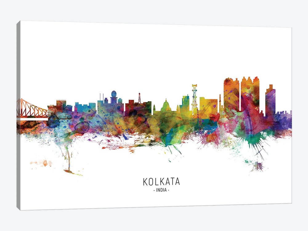 Kolkata India Skyline by Michael Tompsett 1-piece Canvas Art