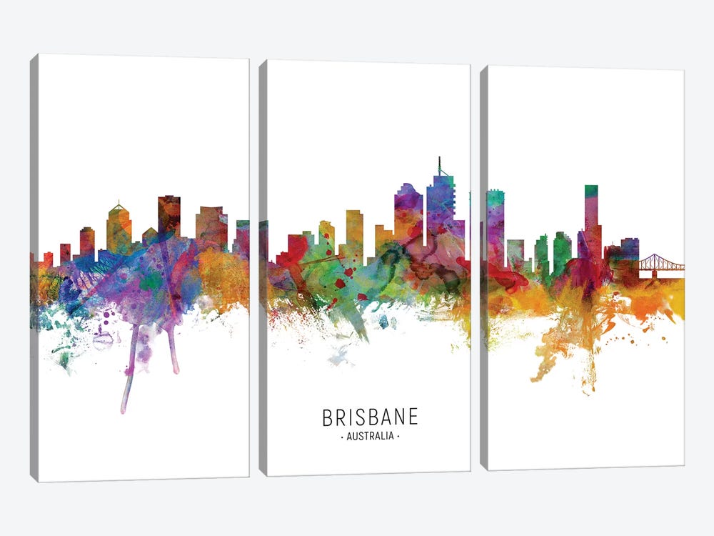 Brisbane Australia Skyline by Michael Tompsett 3-piece Canvas Print