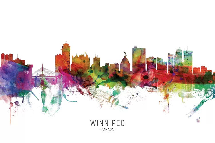 Winnipeg Canada Skyline by Michael Tompsett wall art