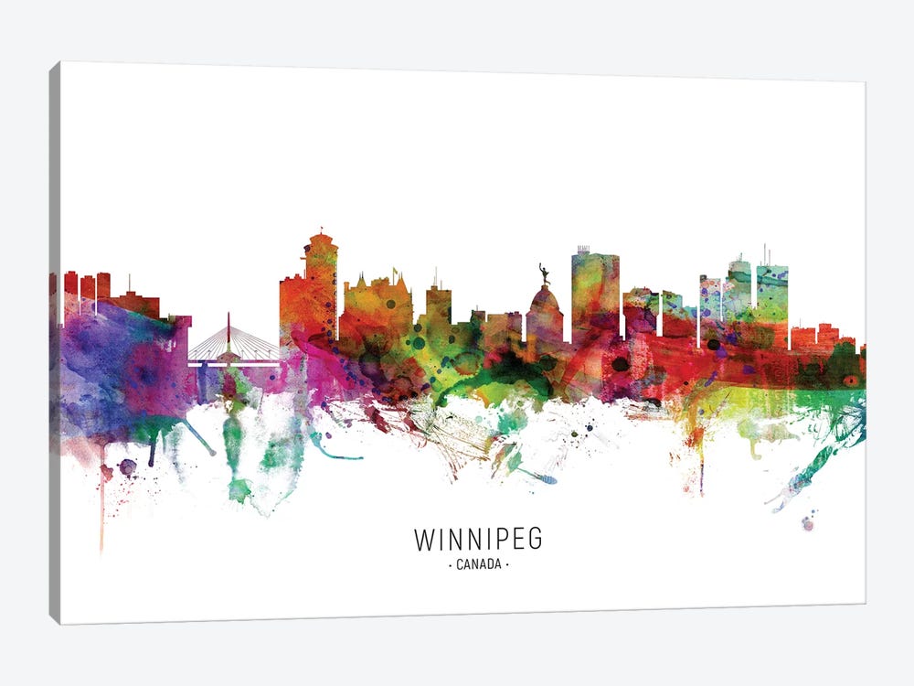 Winnipeg Canada Skyline by Michael Tompsett 1-piece Canvas Art