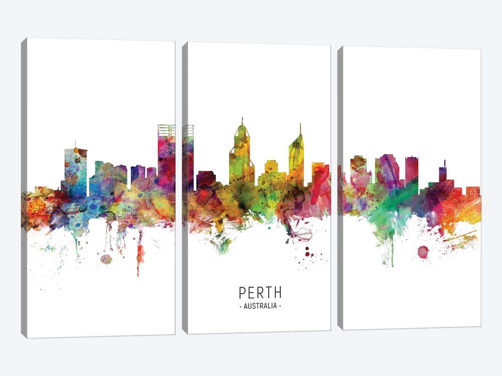 Perth Australia Skyline by Michael Tompsett 3-piece Art Print