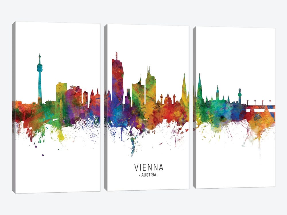 Vienna Austria Skyline by Michael Tompsett 3-piece Canvas Wall Art