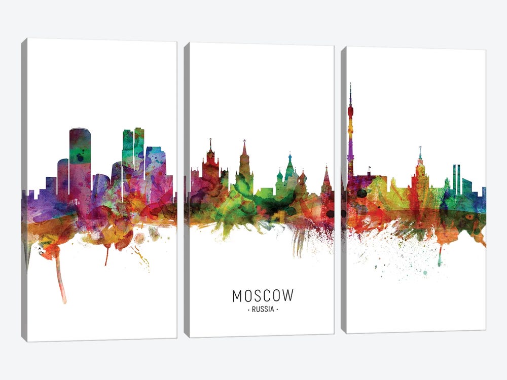 Moscow Russia Skyline by Michael Tompsett 3-piece Canvas Print