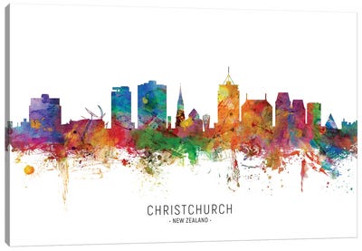 Christchurch New Zealand Skyline Canvas Art Print - New Zealand Art