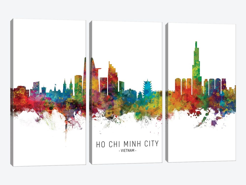 Ho Chi Minh City Vietnam Skyline Name by Michael Tompsett 3-piece Canvas Print