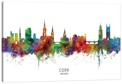 Cork Ireland Skyline Canvas Art Print - Scenic & Nature Typography