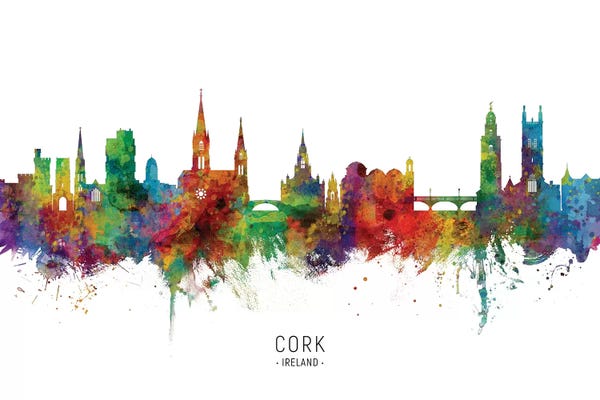 Typography: Cork Ireland Skyline by Michael Tompsett