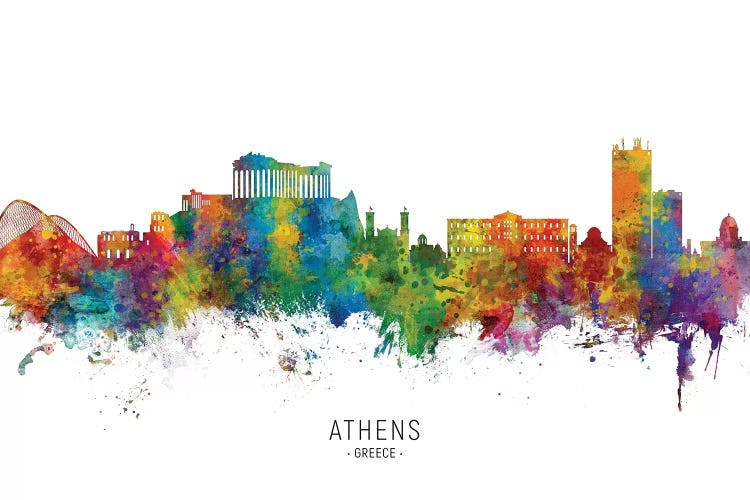 Athens Greece Skyline by Michael Tompsett wall art