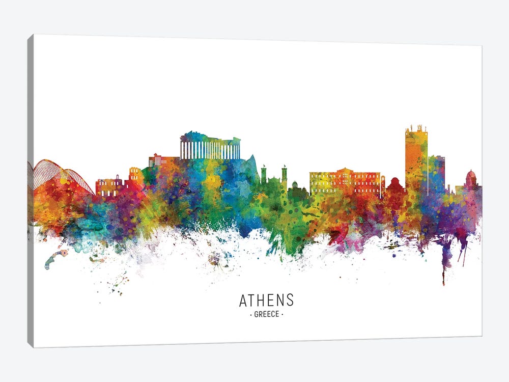 Athens Greece Skyline by Michael Tompsett 1-piece Canvas Print