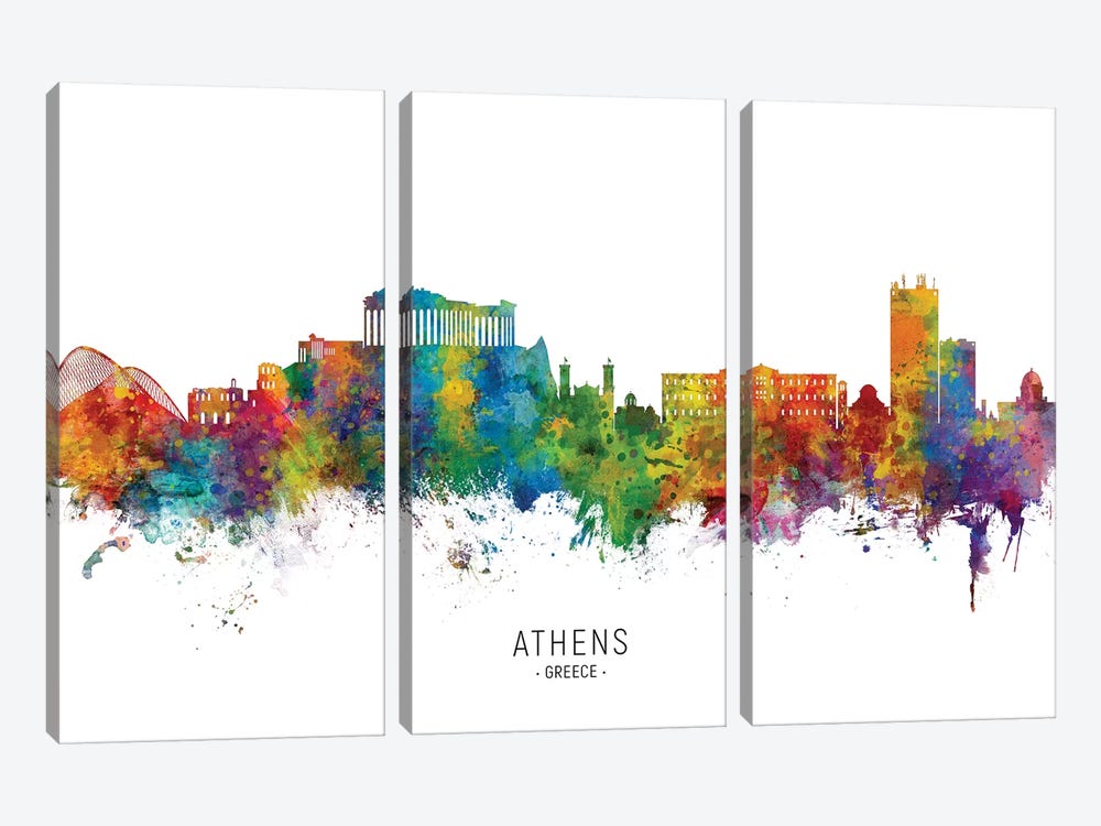 Athens Greece Skyline by Michael Tompsett 3-piece Art Print