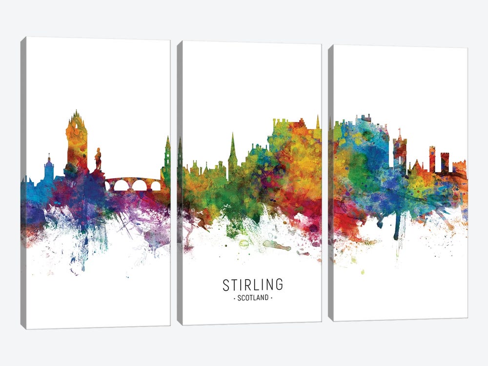 Stirling Scotland Skyline by Michael Tompsett 3-piece Canvas Art
