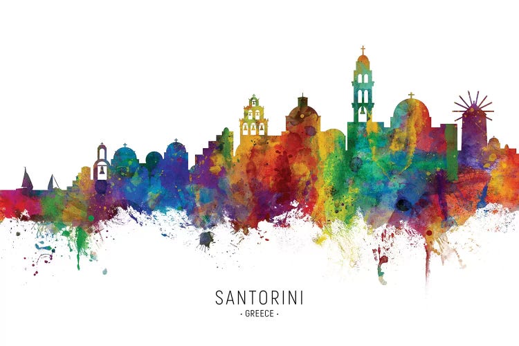 Santorini Greece Skyline by Michael Tompsett wall art