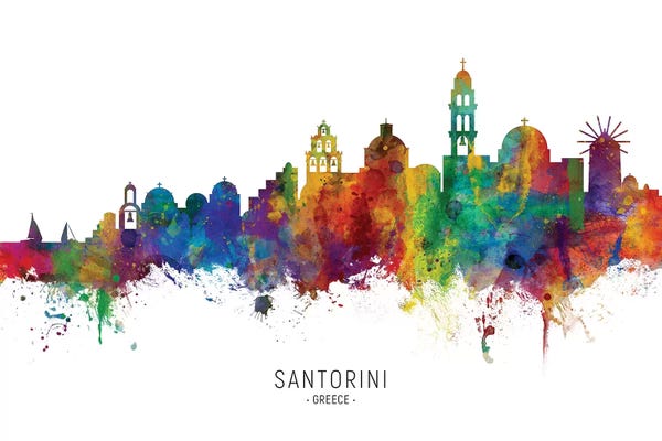 Santorini: Santorini Greece Skyline by Michael Tompsett