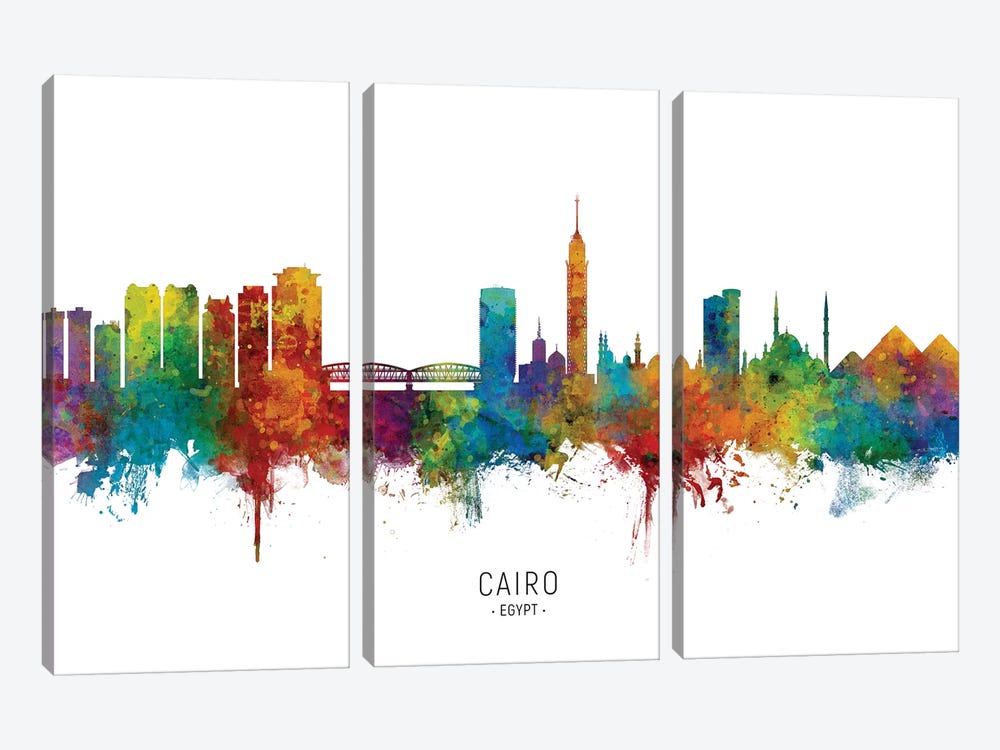 Cairo Egypt Skyline by Michael Tompsett 3-piece Canvas Print