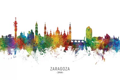 Zaragoza Spain Skyline by Michael Tompsett art print