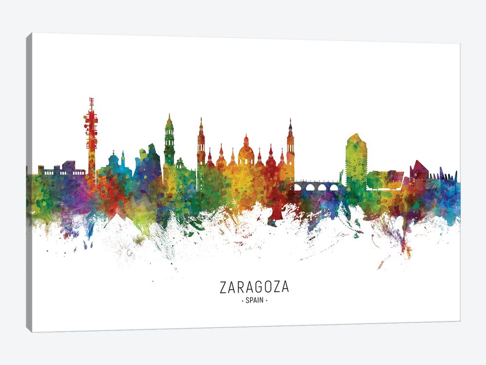 Zaragoza Spain Skyline by Michael Tompsett 1-piece Canvas Art