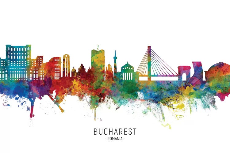 Bucharest Romania Skyline by Michael Tompsett wall art