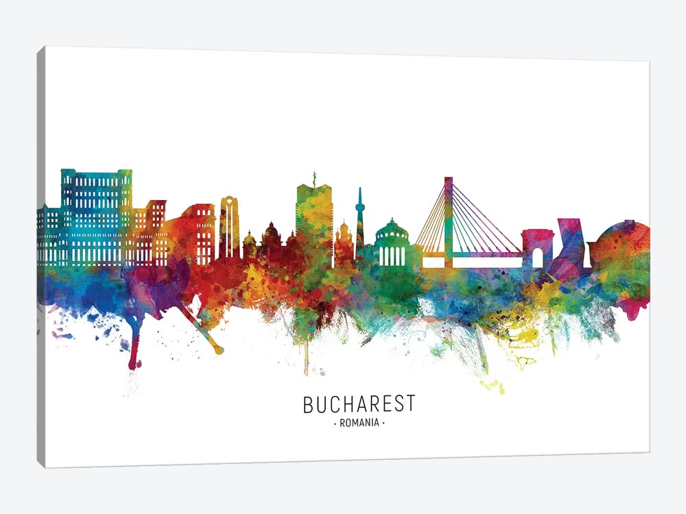 Bucharest Romania Skyline by Michael Tompsett 1-piece Canvas Print