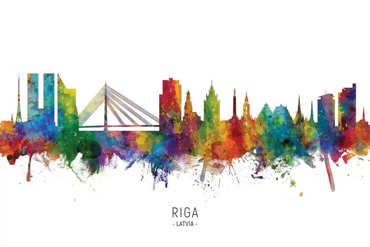 Riga Latvia Skyline by Michael Tompsett wall art