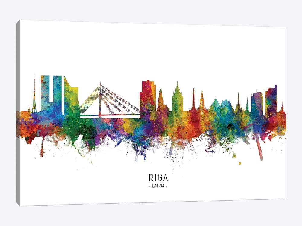Riga Latvia Skyline by Michael Tompsett 1-piece Canvas Art
