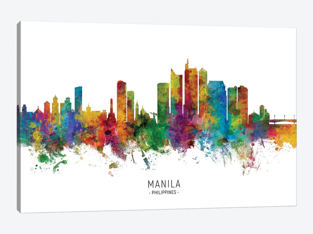 Manila Philippines Skyline by Michael Tompsett 1-piece Art Print